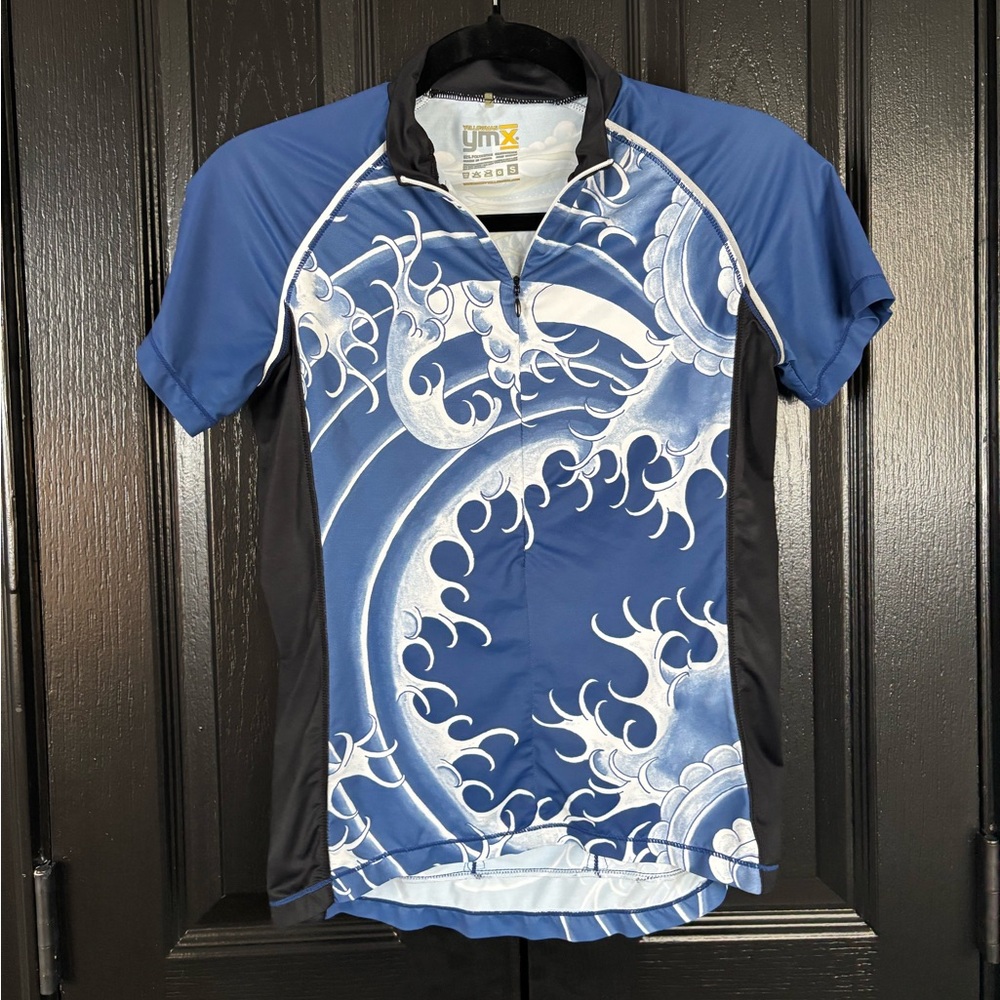 Women's Blue and Black Cycling Top